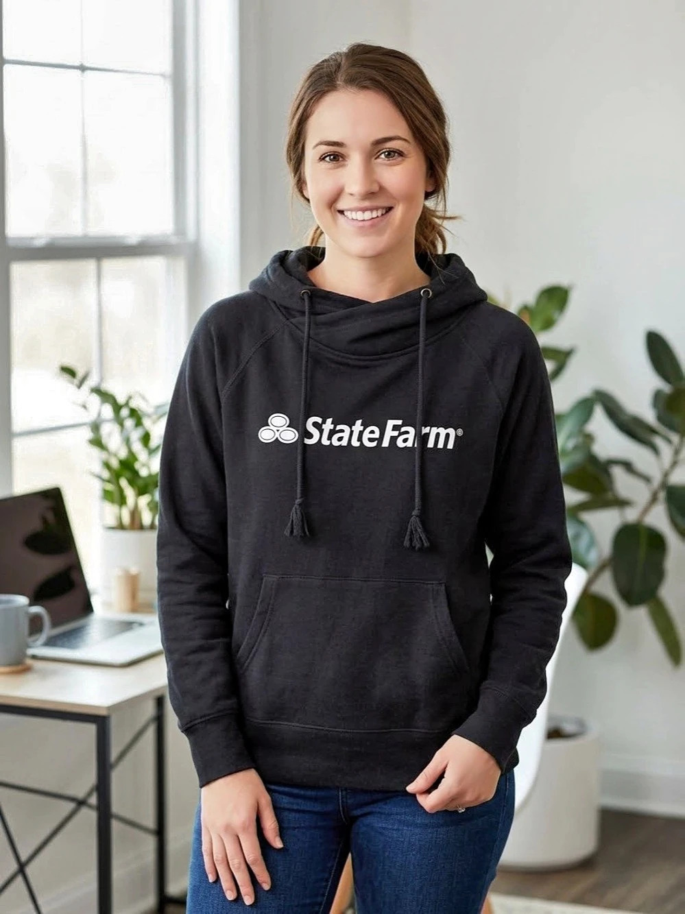 State Farm Black Pullover Hoodie Size Large
